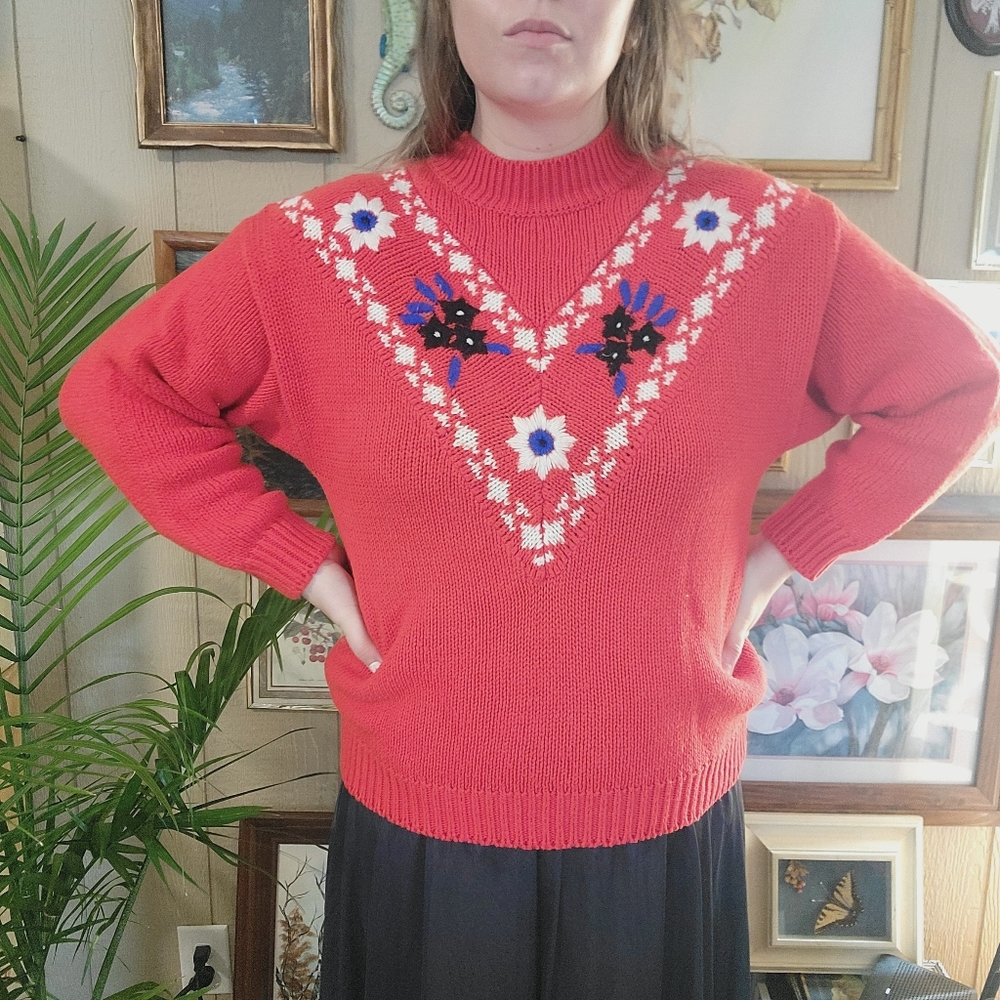 90s Vintage Knit Winter Sweater Size Medium